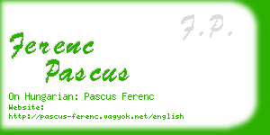 ferenc pascus business card